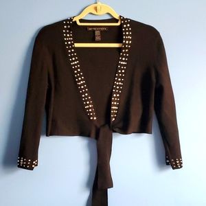 Spenser Evening Tie Front Shrug w Rhinestones